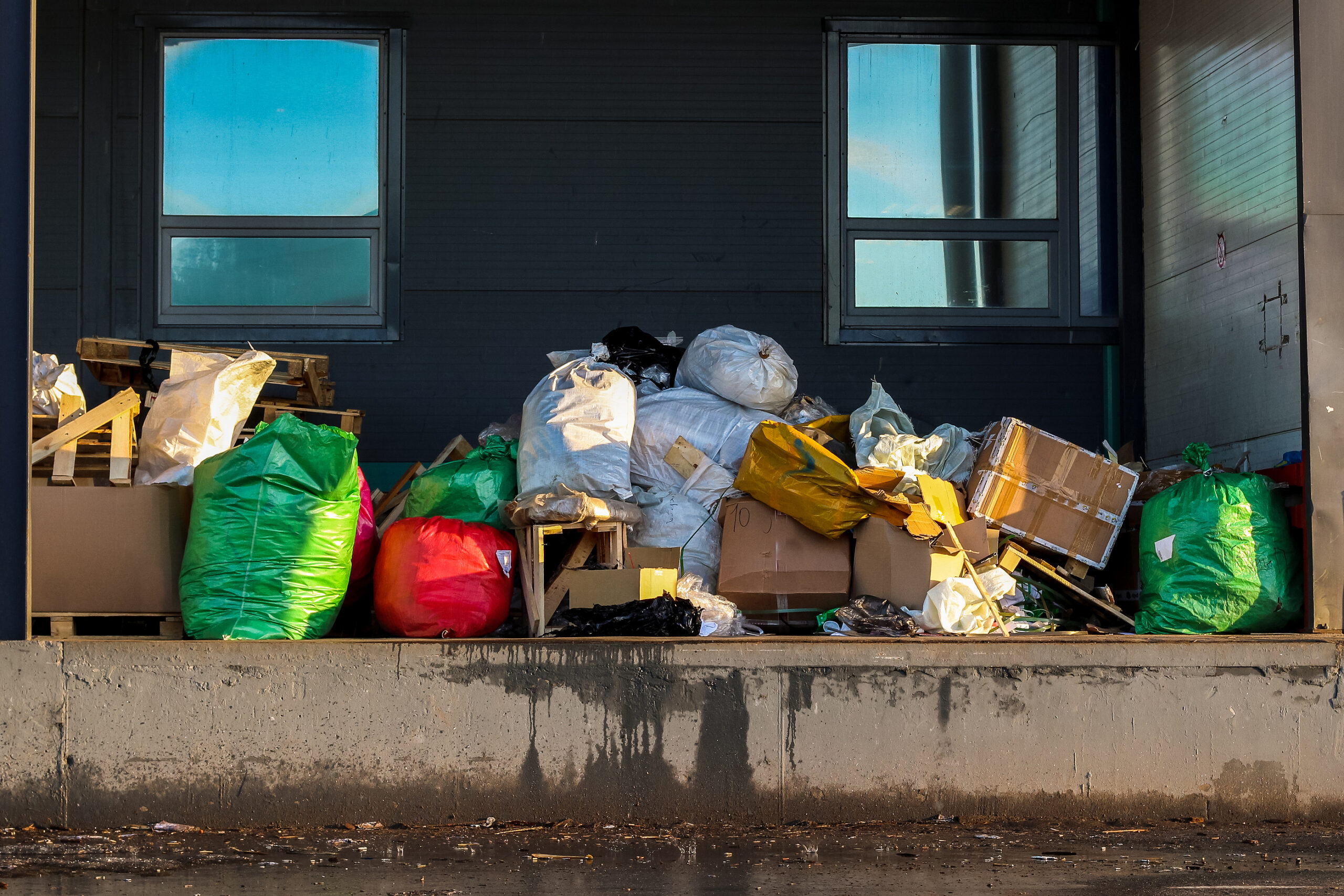 Garbage Removal - Overflowing Plastic Waste Bags, Pile Of Junk